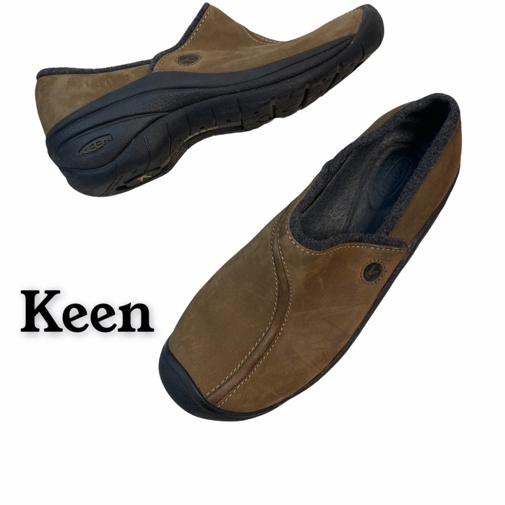 Women’s Keen Brown Leather Comfort Slip-on Clogs